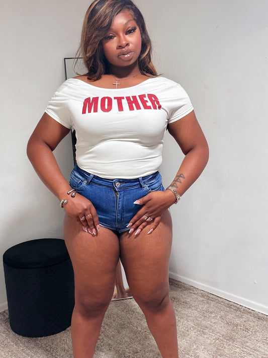 “MOTHER” TOP WHT